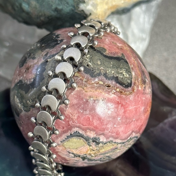 Vintage crescent moon 925 sterling silver bracelet - Picture 8 of 10